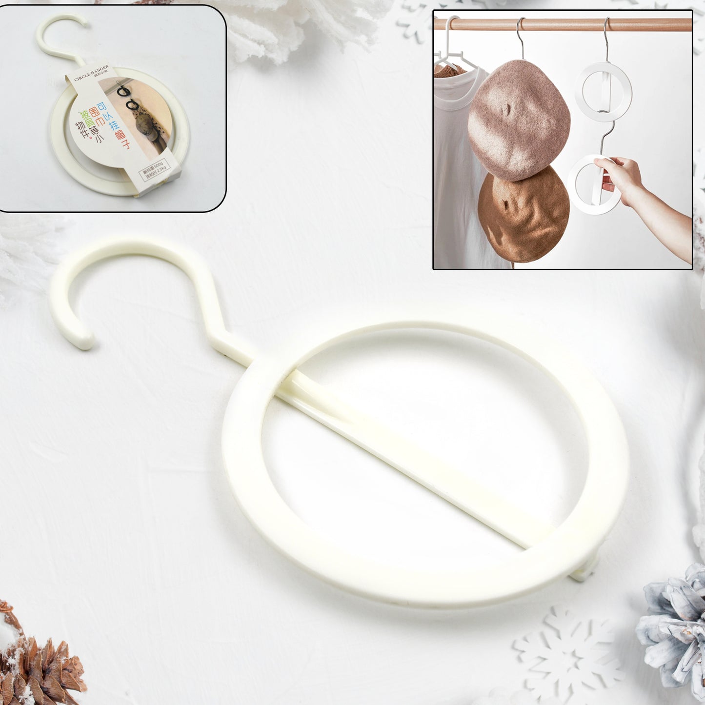 Plastic circle hanger from Wukusy for hats, towels, bags, and closet organization on walls, doors, or bathroom spaces.