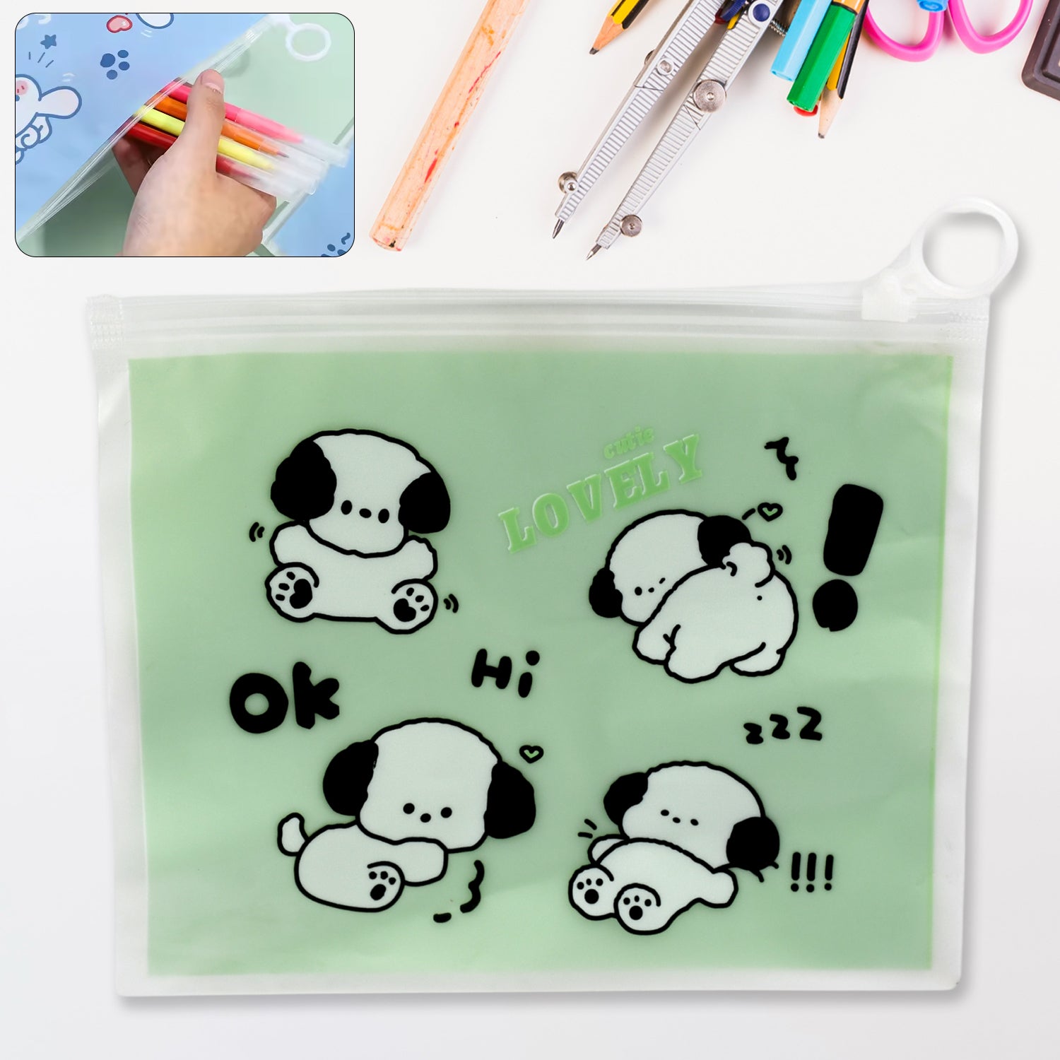 Wukusy reusable multipurpose pencil pouch with zip, ideal for pens, pencils, and stationery for school or travel use.