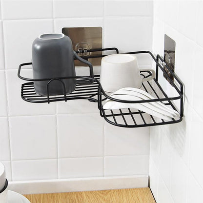 Wukusy 1759 self-adhesive kitchen and bathroom corner shelf organizer for storage and space-saving organization.