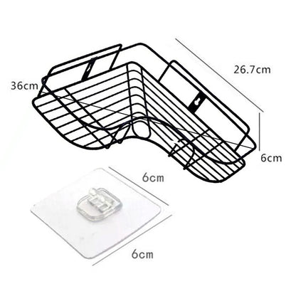 Wukusy 1759 self-adhesive corner shelf organizer for kitchen and bathroom, stainless steel storage rack with multiple tiers