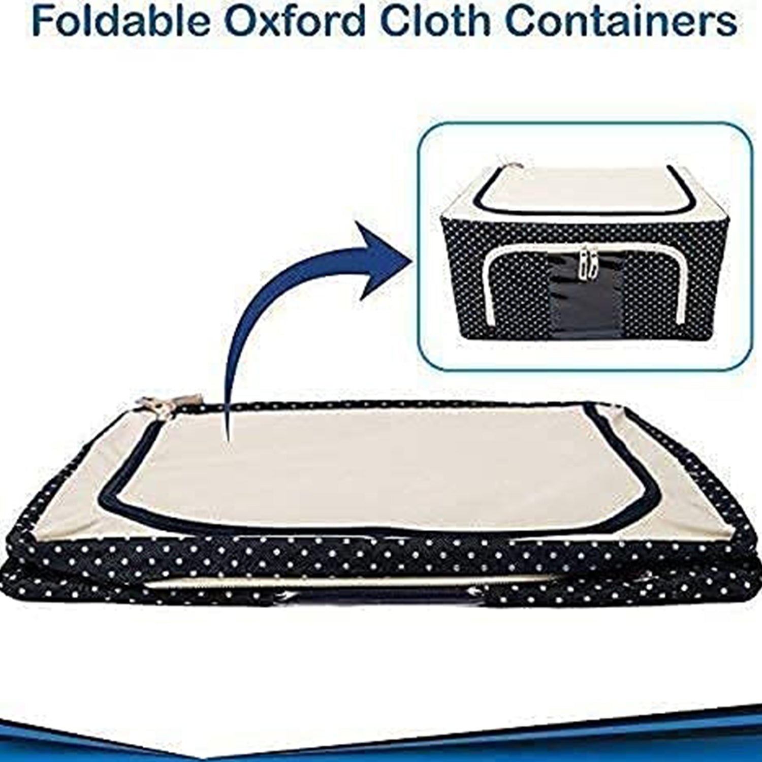 Wukusy foldable steel frame cloth storage box with handle, 66-liter capacity for bedding, blankets, toys, and clothing organization.