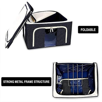 Wukusy foldable steel frame storage box with handle, suitable for bedding, blankets, toys, and clothing, 66-liter capacity.