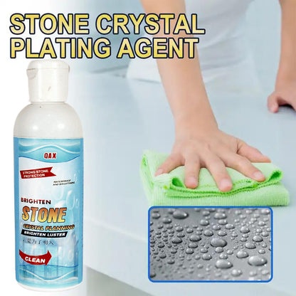 Wukusy stone stain remover cleaner with crystal plating for marble, kitchen, patio, backyard, and stone polishing, 75ml bottle.