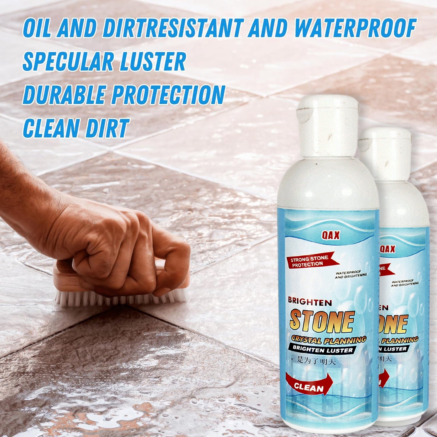 Wukusy stone stain remover and marble cleaner in 75ml bottle, suitable for kitchen, patio, and backyard stone polishing.