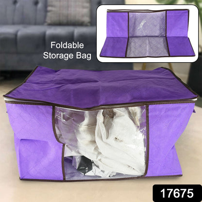 Wukusy clothing storage bag with zipper, non-woven fabric for organizing clothes and sarees in home improvement.