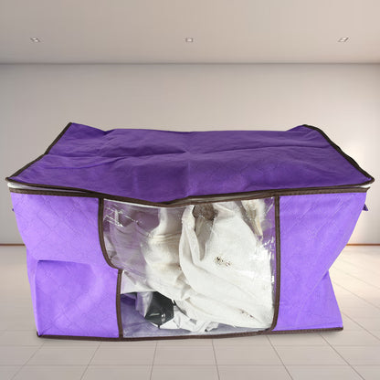 Wukusy clothing storage bag with zipper, non-woven fabric, ideal for storing clothes and sarees, perfect for home organization.