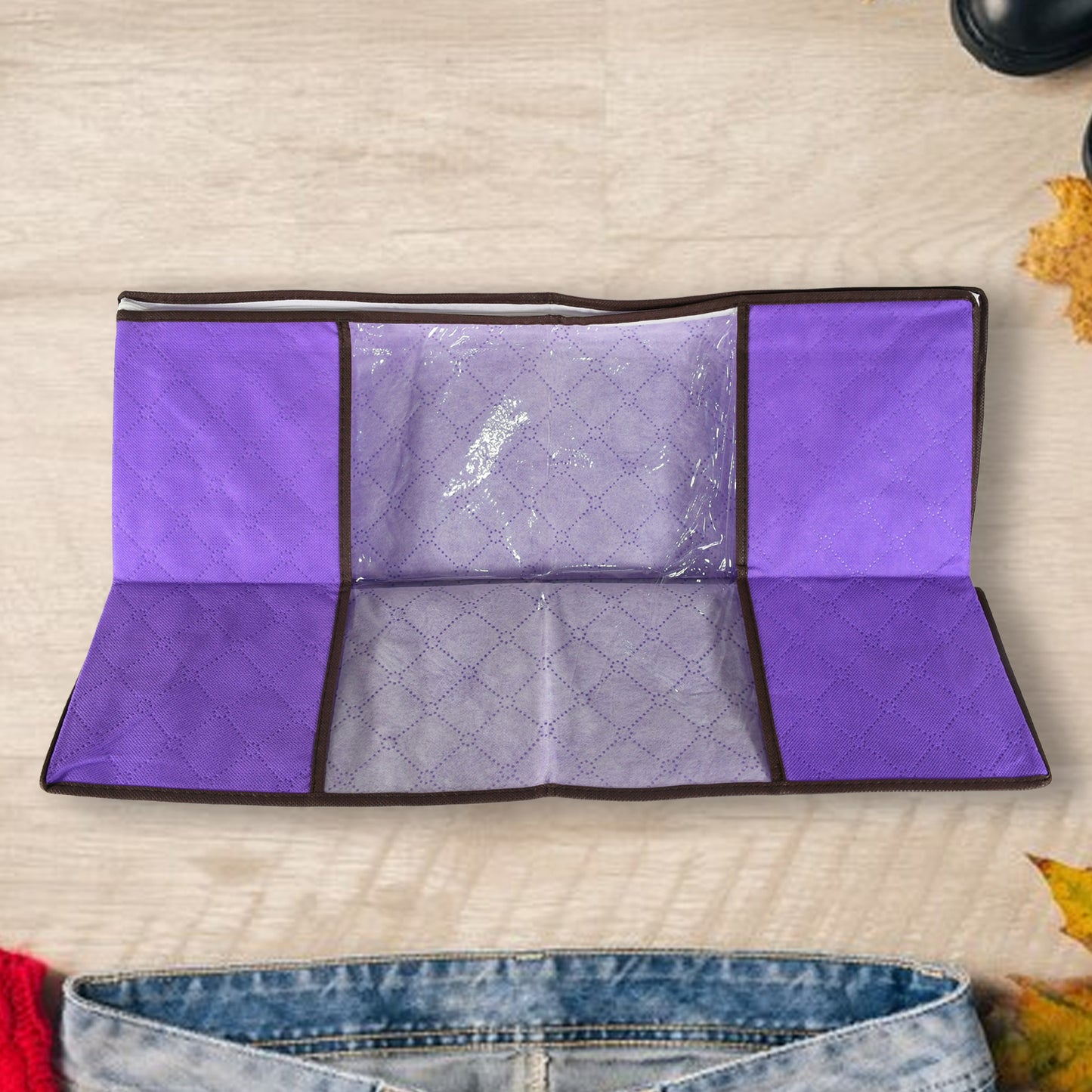 Wukusy clothing storage bag with zipper, non-woven fabric for organizing clothes and sarees in home improvement.