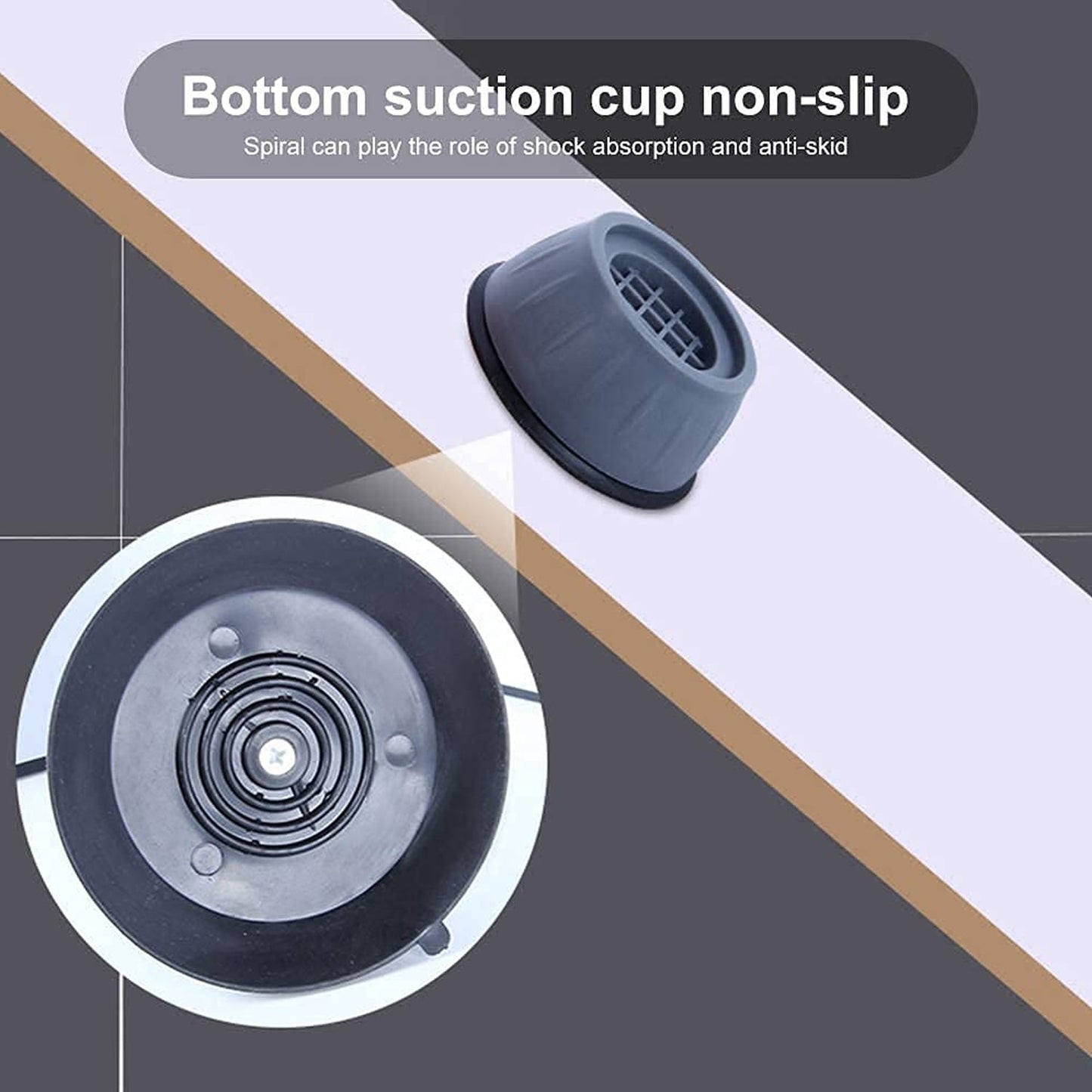 Wukusy 1769 anti-vibration pads with suction cup feet for home improvement, shown on a surface, reducing noise and movement.