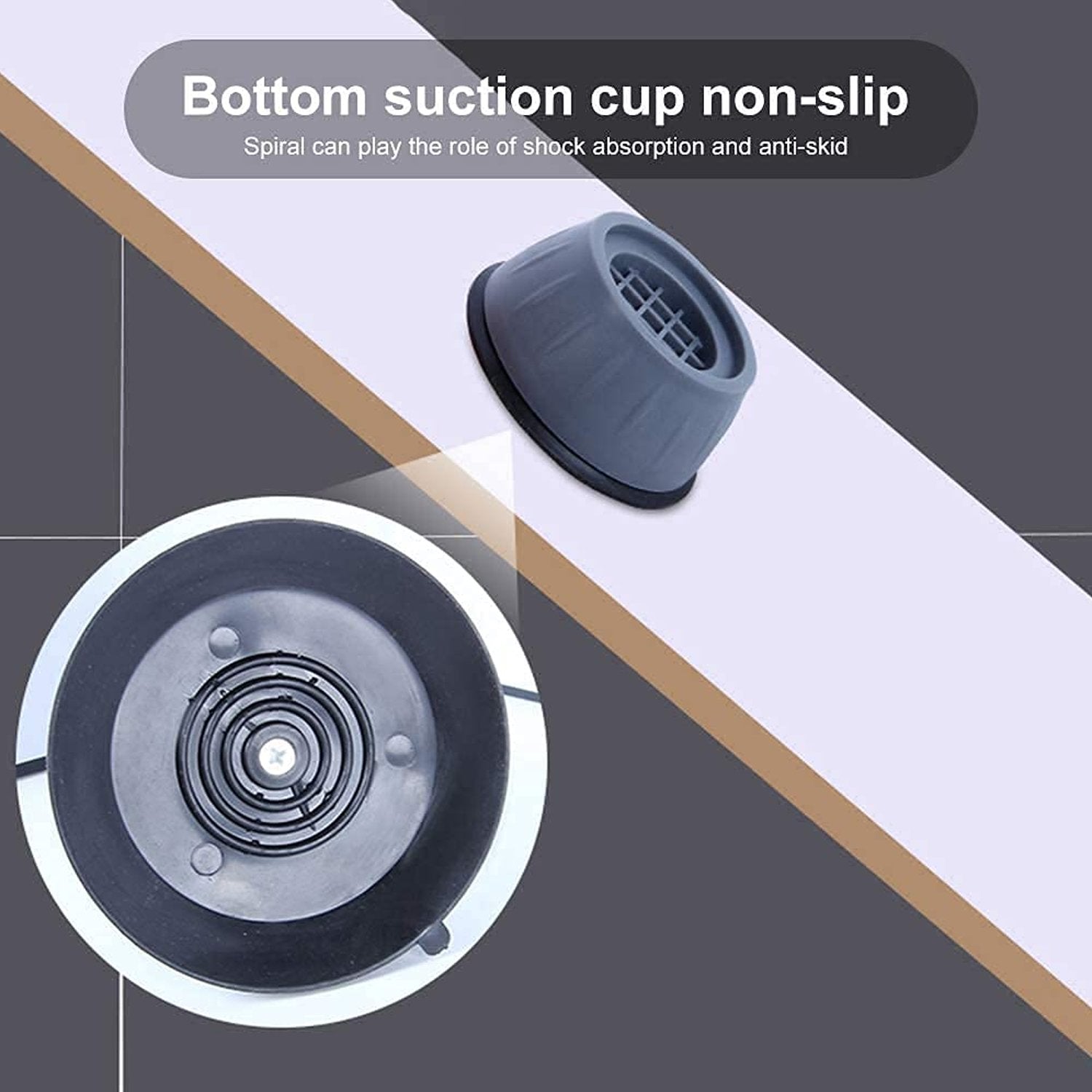 Wukusy 1769 anti-vibration pads with suction cup feet for home improvement, shown on a surface, reducing noise and movement.