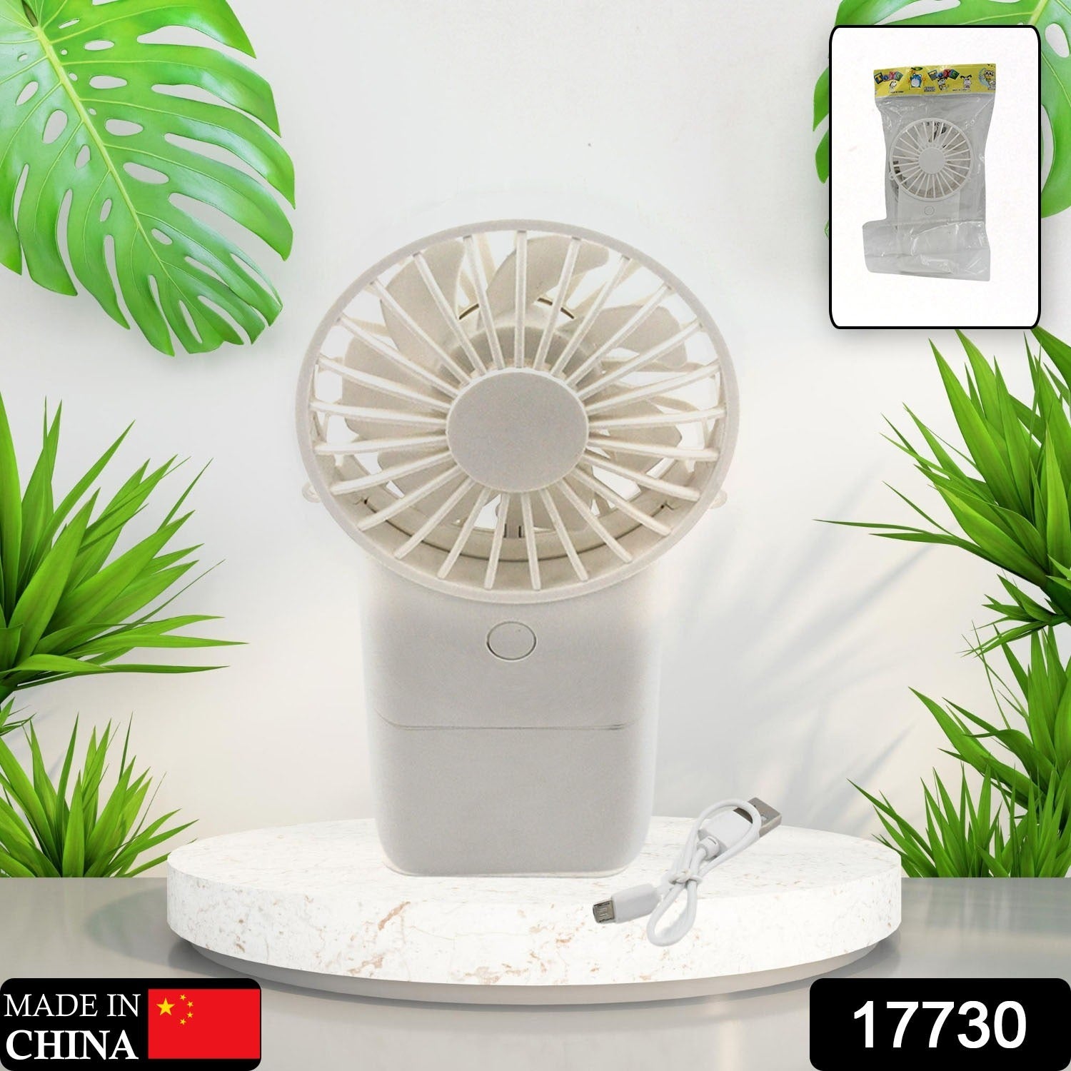 Wukusy portable handheld electric fan with 3 modes, USB rechargeable, compact mini fan for personal use and home improvement.