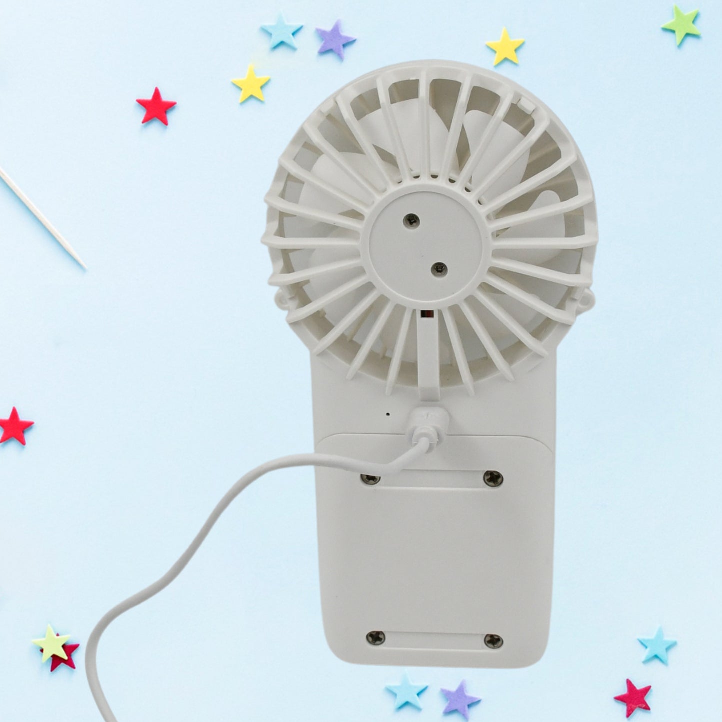 Wukusy portable handheld electric fan with three modes, USB rechargeable mini fan for personal use and home improvement.