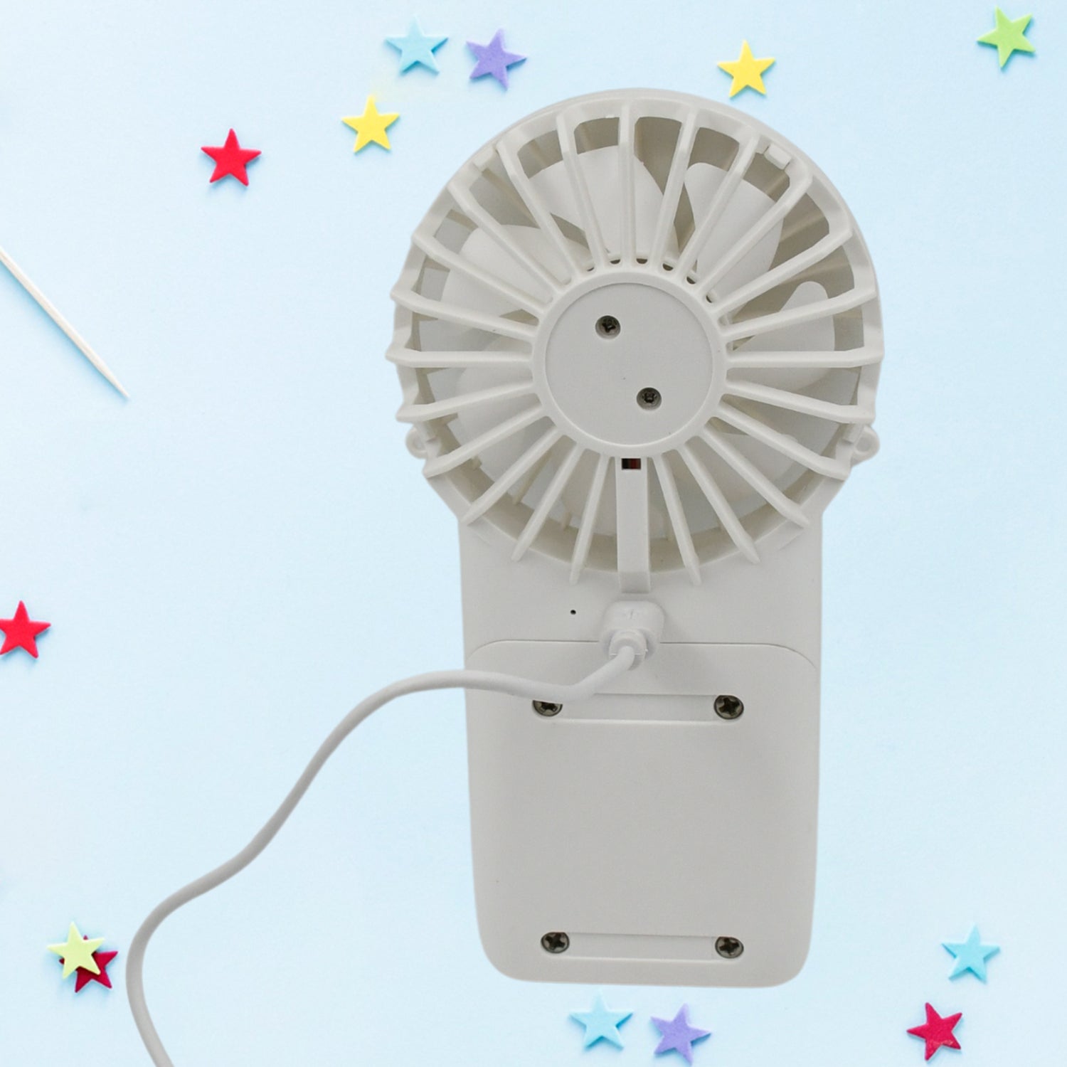 Wukusy portable handheld electric fan with three modes, USB rechargeable mini fan for personal use and home improvement.