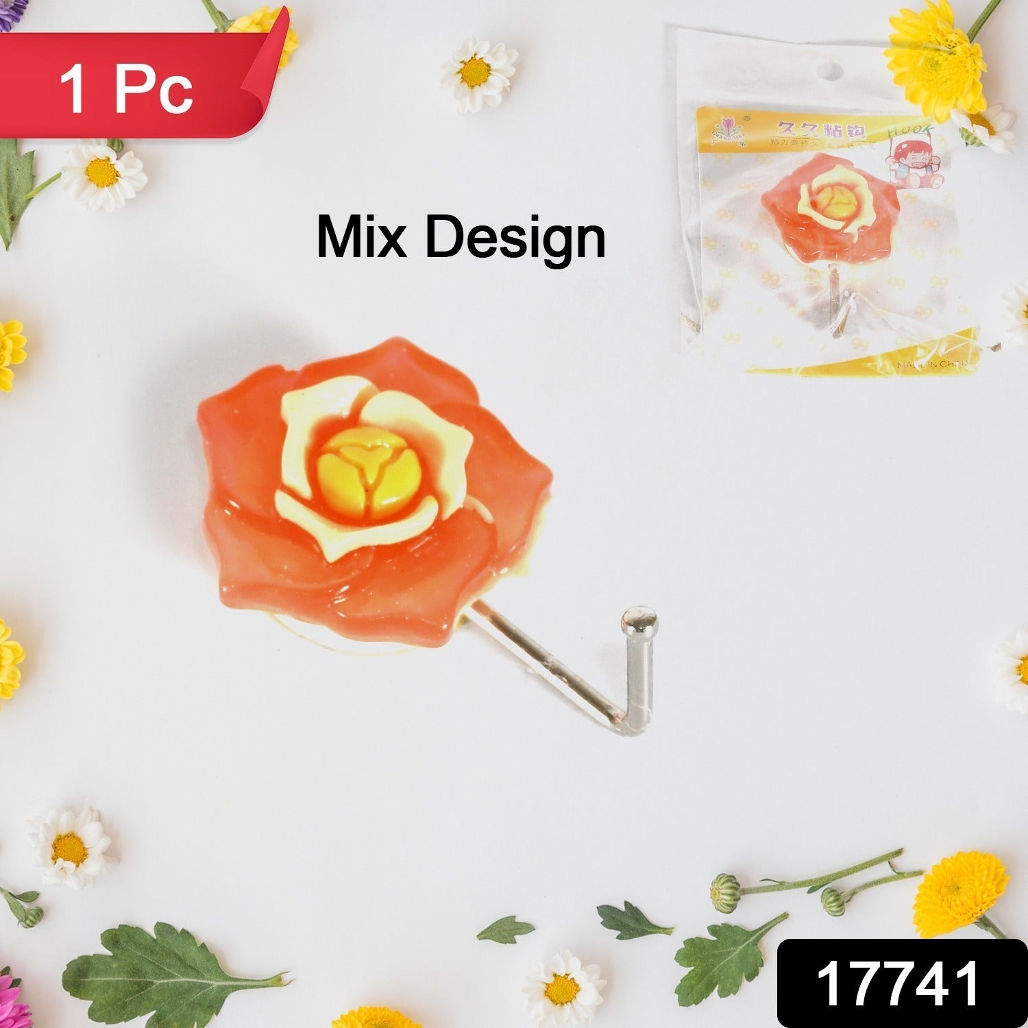 Wukusy multipurpose mix design self-adhesive wall hooks with up to 1 kg load capacity, ideal for home improvement.