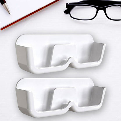 Wukusy wall mount sunglass organizer with two storage boxes and double-sided adhesive stickers, ideal for bedroom or showcase display.