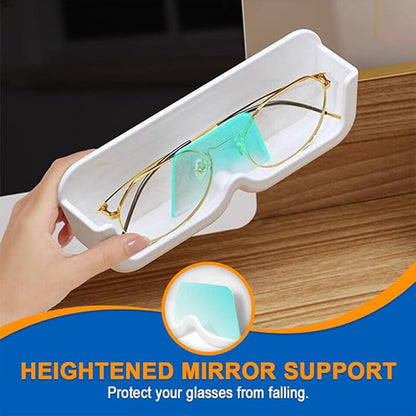 Wukusy wall-mounted sunglass organizer with two storage boxes and double-sided adhesive stickers for bedroom or showcase display.