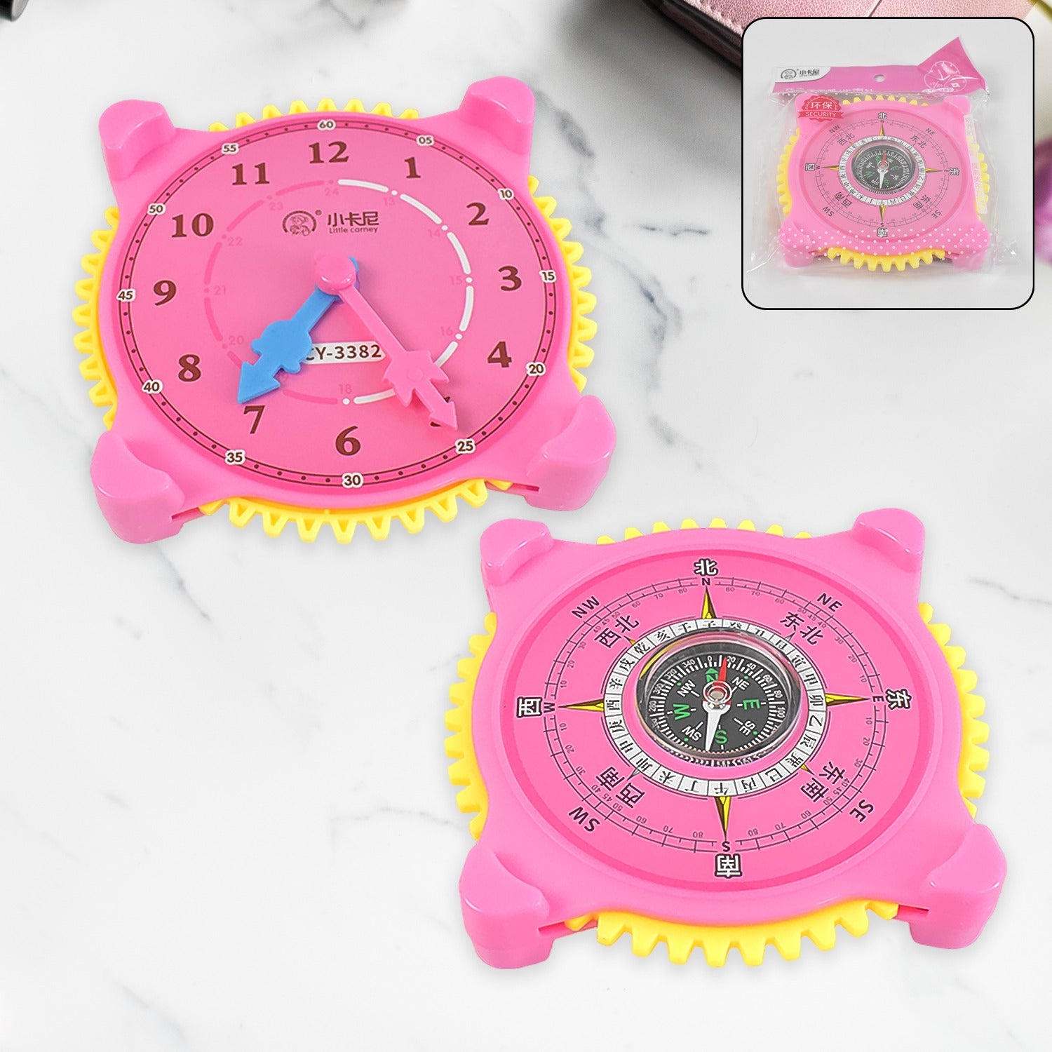 Wukusy 2-in-1 navigation compass with north-south directions and clock, designed for home improvement and outdoor navigation.