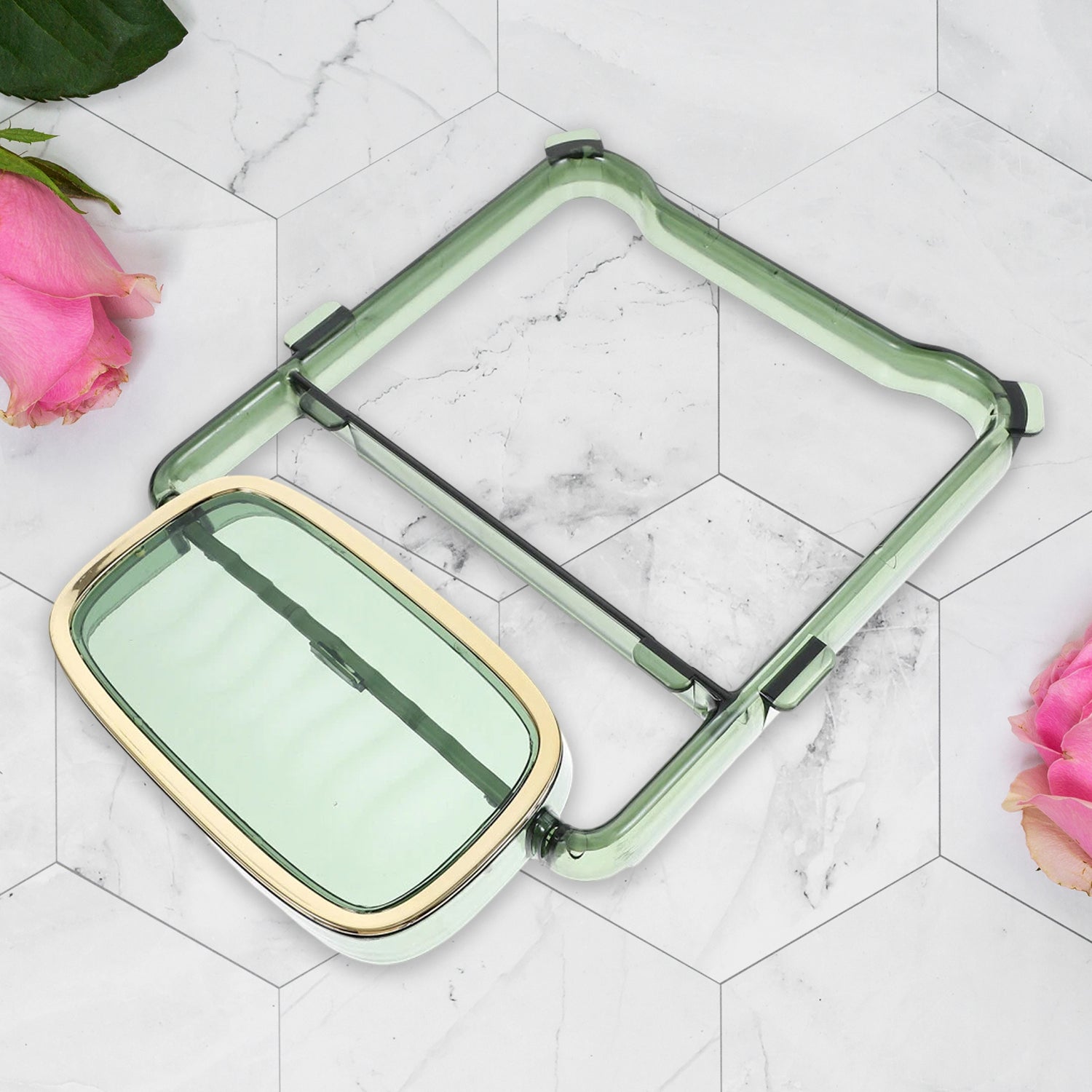 Wukusy 2-in-1 self-adhesive towel hanger and soap holder stand for home improvement, shown mounted on a bathroom wall.