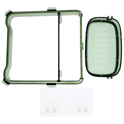 Wukusy 2-in-1 self-adhesive towel hanger and soap holder stand mounted on a bathroom wall.