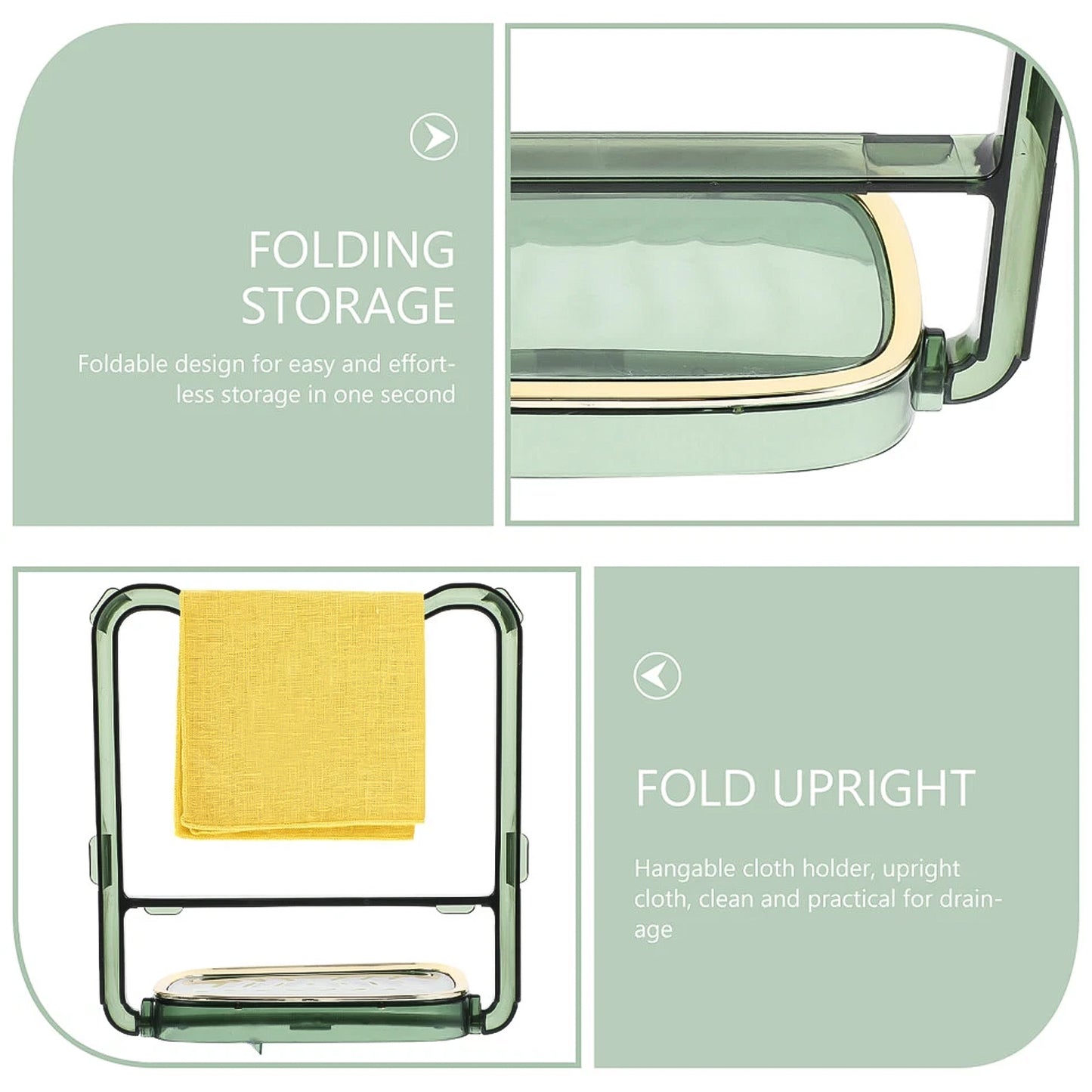 Wukusy 2-in-1 self-adhesive towel hanger and soap holder stand for bathroom organization, mounted on a wall.