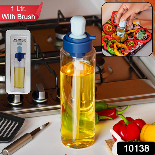 Wukusy 2-in-1 transparent oil dispenser with silicone oil dropper nozzle and brush, 1 liter for home improvement tasks.
