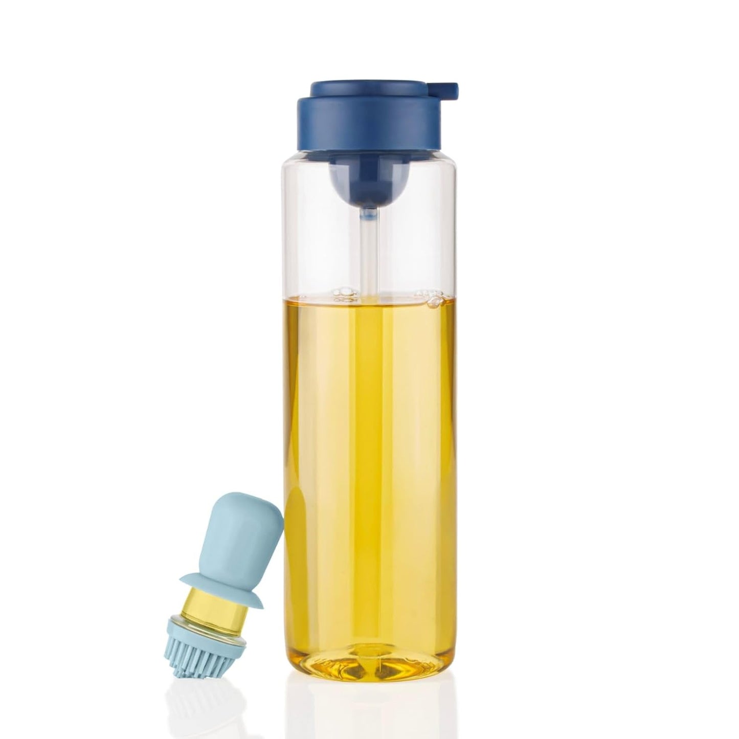 Wukusy 2-in-1 transparent oil dispenser with silicone oil dropper nozzle and brush, 1-liter for home improvement tasks.