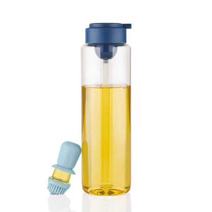 Wukusy 2-in-1 transparent oil dispenser with silicone oil dropper nozzle and brush, 1-liter for home improvement tasks.