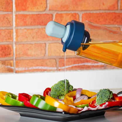 Wukusy 2-in-1 transparent oil dispenser with silicone dropper nozzle and brush, 1 liter for home improvement projects.