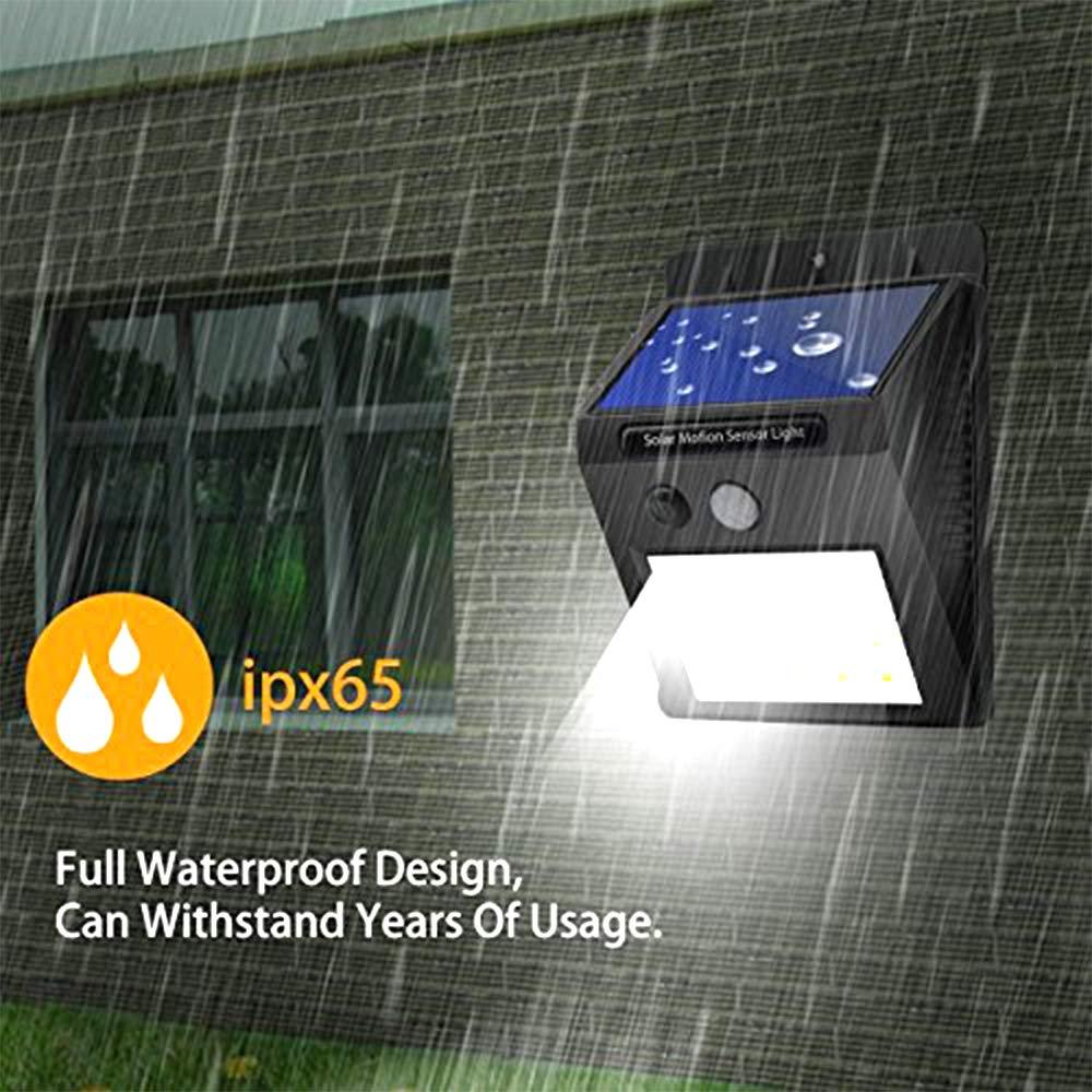 Wukusy 213 Solar Security LED Night Light for home outdoor garden wall, black with 20 LED lights, outdoor security lighting.