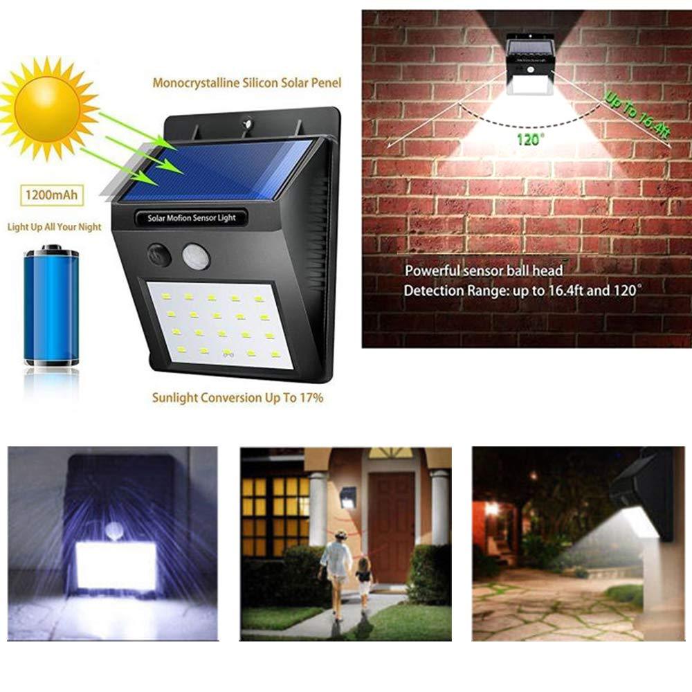 Black Wukusy 213 Solar Security LED Night Light with 20 LEDs for outdoor garden wall and home security illumination.