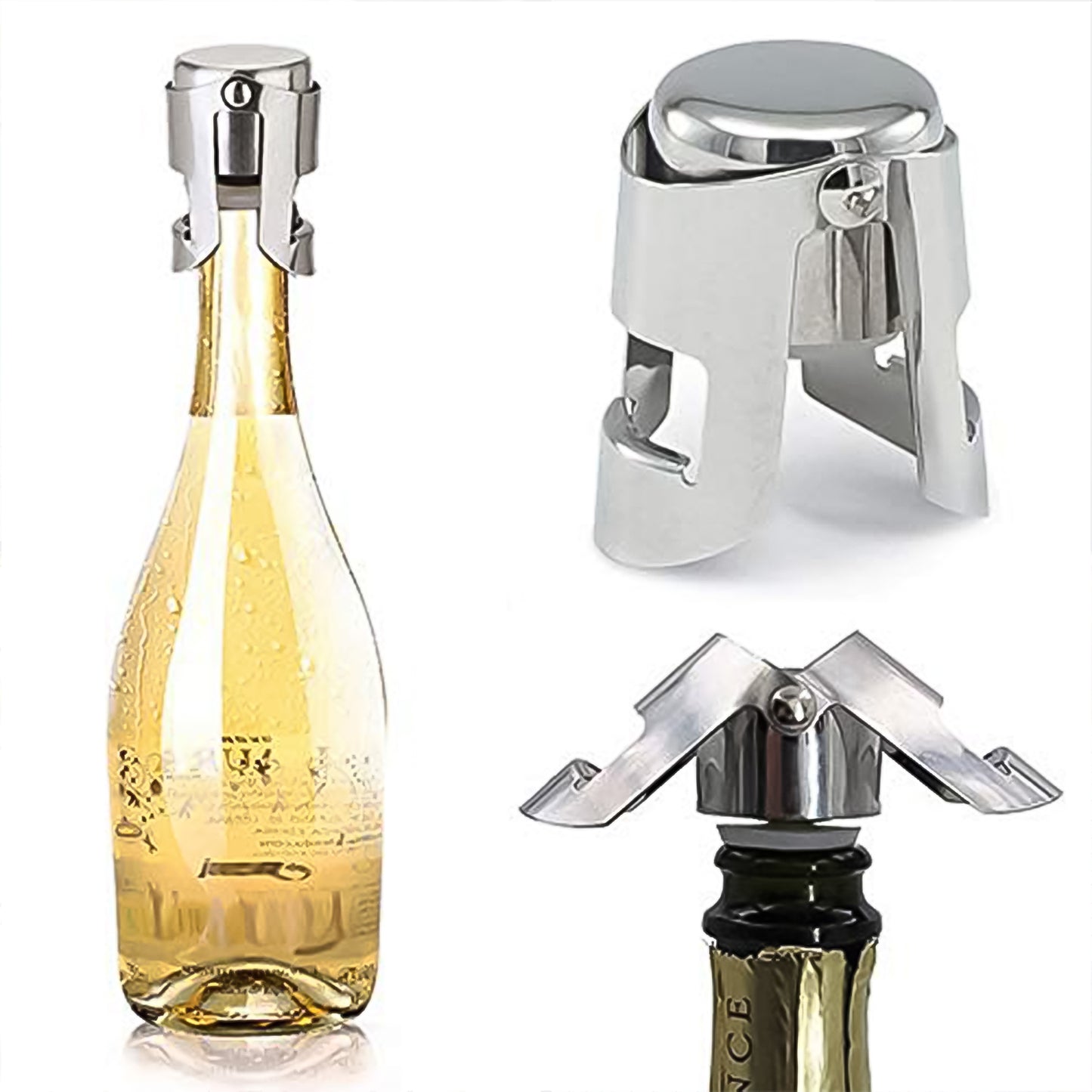 Wukusy stainless steel champagne bottle stopper, large size, sealed for sparkling champagne preservation, suitable for home improvement.