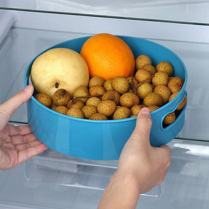 Wukusy 360-degree rotating kitchen organizer trolley with revolving tray, ideal for storage and dining table organization.