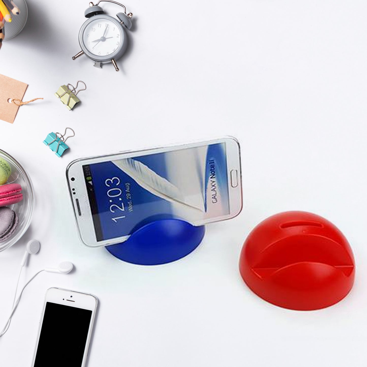 Wukusy 2-in-1 ABS plastic phone holder and stand with coin bank, compact home improvement accessory for organizing phones and coins.