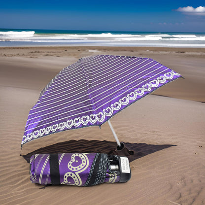 Wukusy 3-fold 5-floor sun protective solid foldable umbrella opened, showcasing its compact design and durable construction.