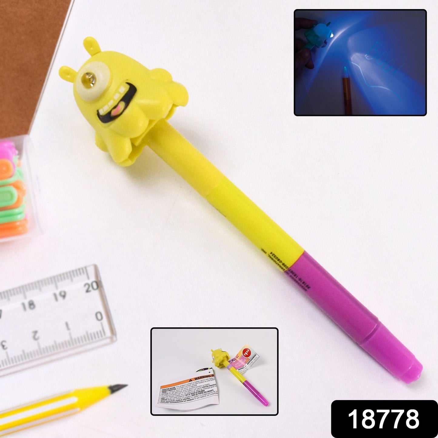 Wukusy 3-in-1 ball pen with marker and built-in light, versatile writing tool for home improvement projects.