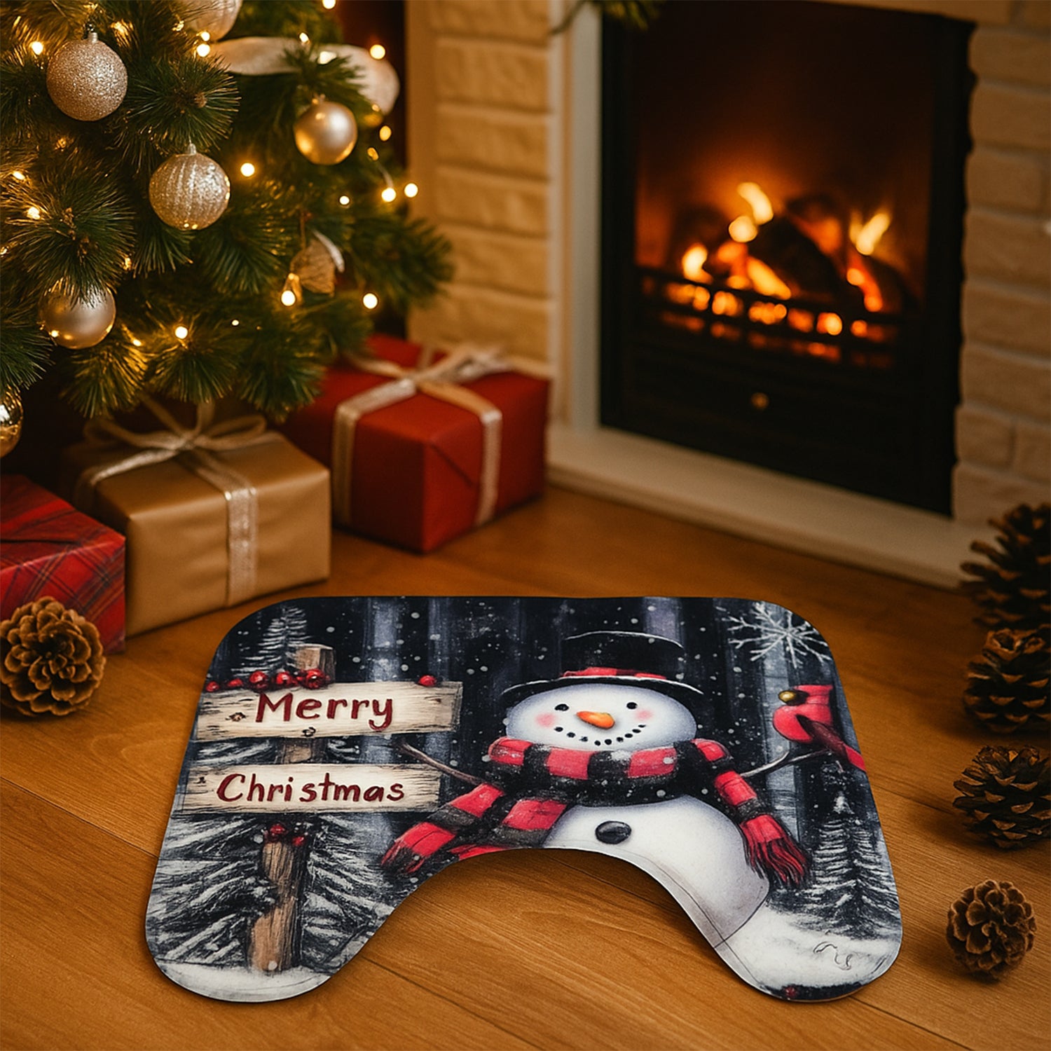 Wukusy 3-in-1 Christmas-themed bathroom mat set with festive designs, ideal for holiday home improvement decor.