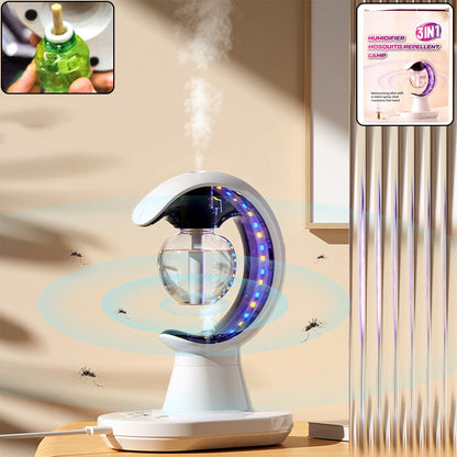 Wukusy 3-in-1 LED lamp with humidifier and mosquito repellent, home improvement device with adjustable light and mist functions.