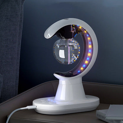 Wukusy 3-in-1 LED lamp with humidifier and mosquito repellent, modern home improvement device, shown turned on with light and mist.