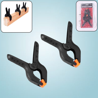 Set of two Wukusy 3-inch heavy-duty spring clamps for home improvement, ideal for securing materials during projects.