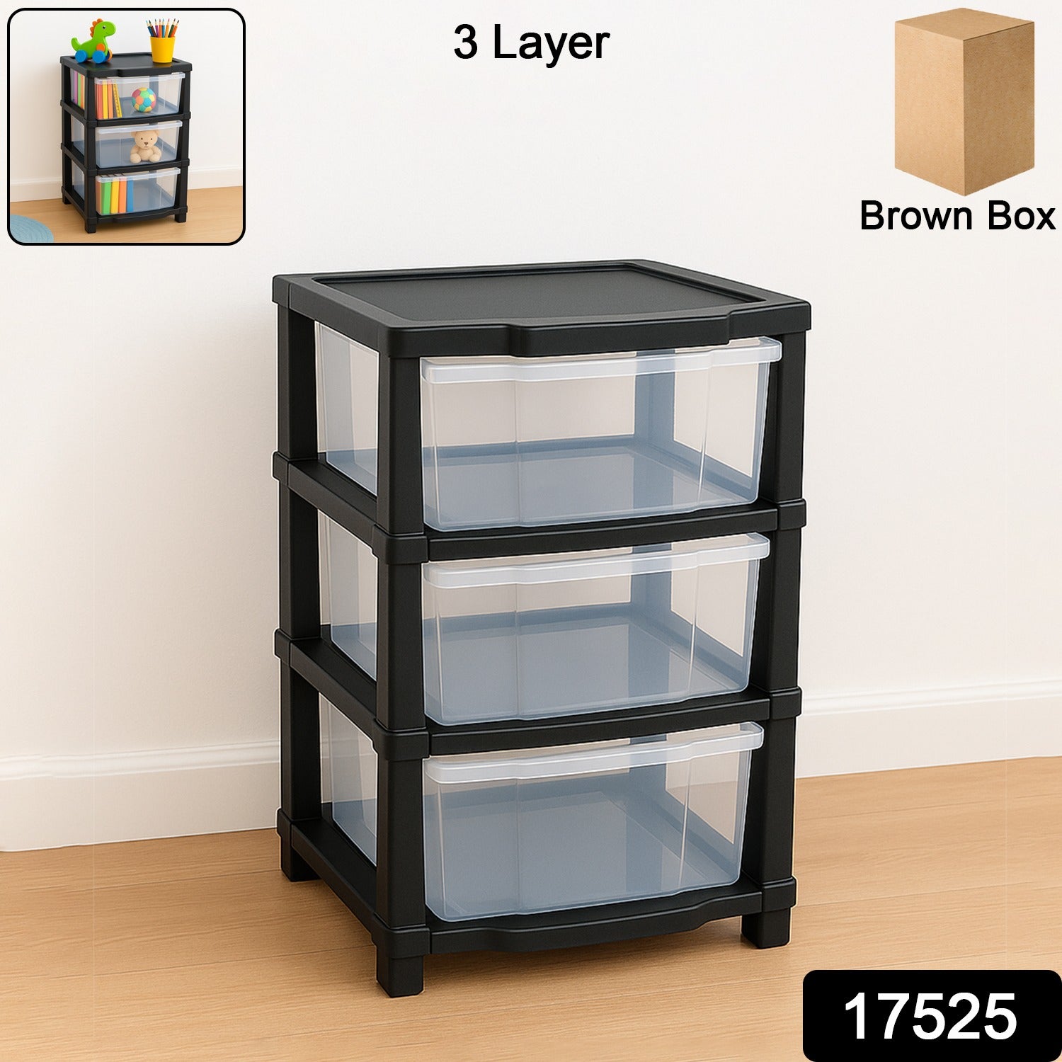 Wukusy 3-layer Classic Transparent Drawer Storage Organizer for home organization and clutter management.