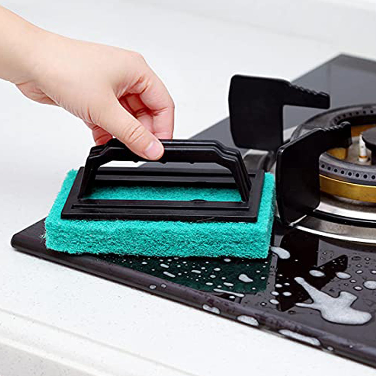 Wukusy 3408 tile cleaning multipurpose scrubber brush with handle for home improvement, suitable for scrubbing tiles and surfaces.