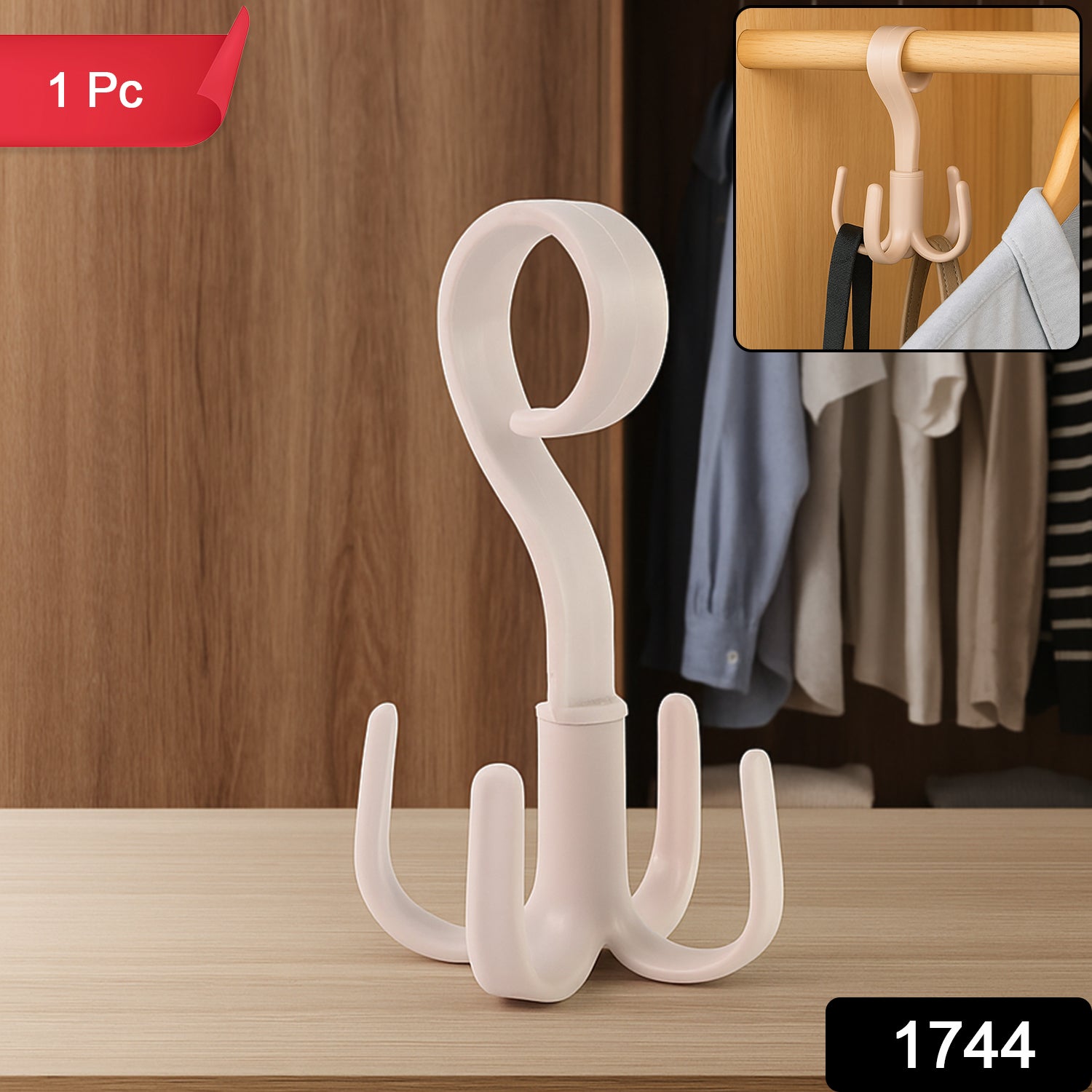 Wukusy 360 rotating multipurpose hook hanger for home improvement, versatile wall-mounted storage solution, single unit.
