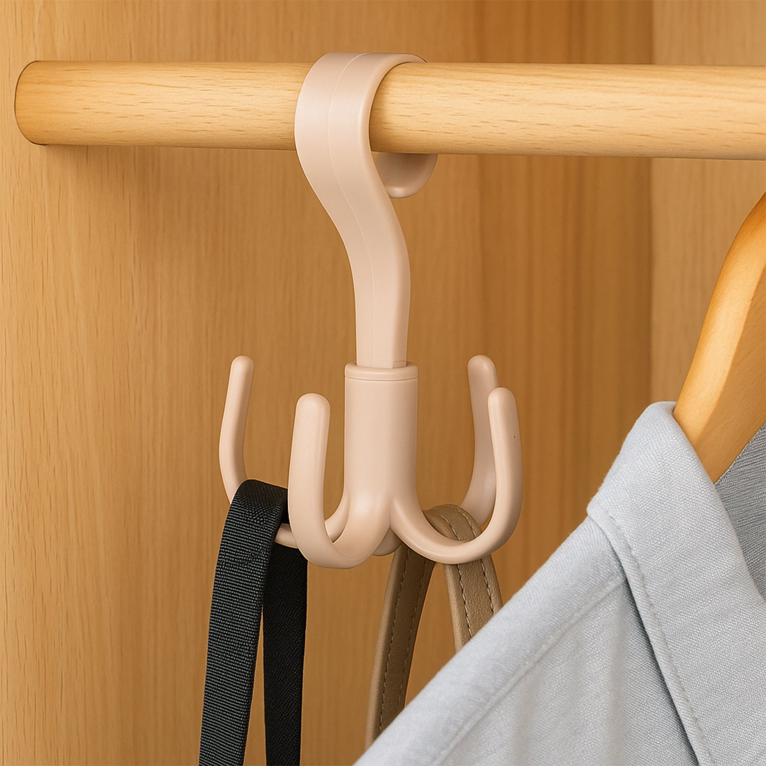 Wukusy 360° rotating multipurpose hook hanger for home improvement, versatile wall-mounted storage solution.