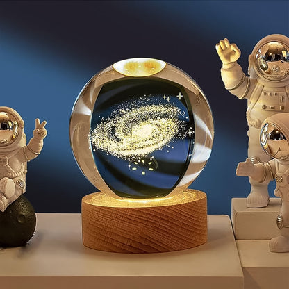 Wukusy 3D crystal ball lamp with base for home improvement, featuring a decorative glass sphere on a sturdy stand.