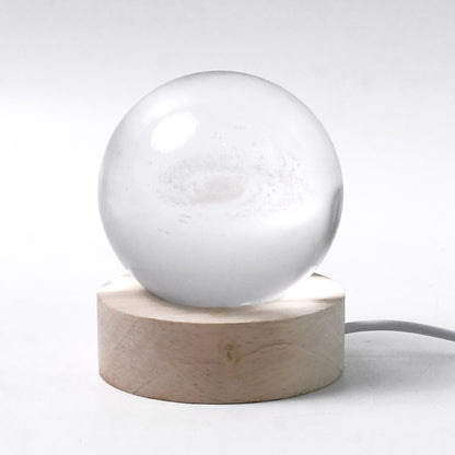Wukusy 3D crystal ball lamp with base, decorative home improvement light fixture, showcased on a plain background.