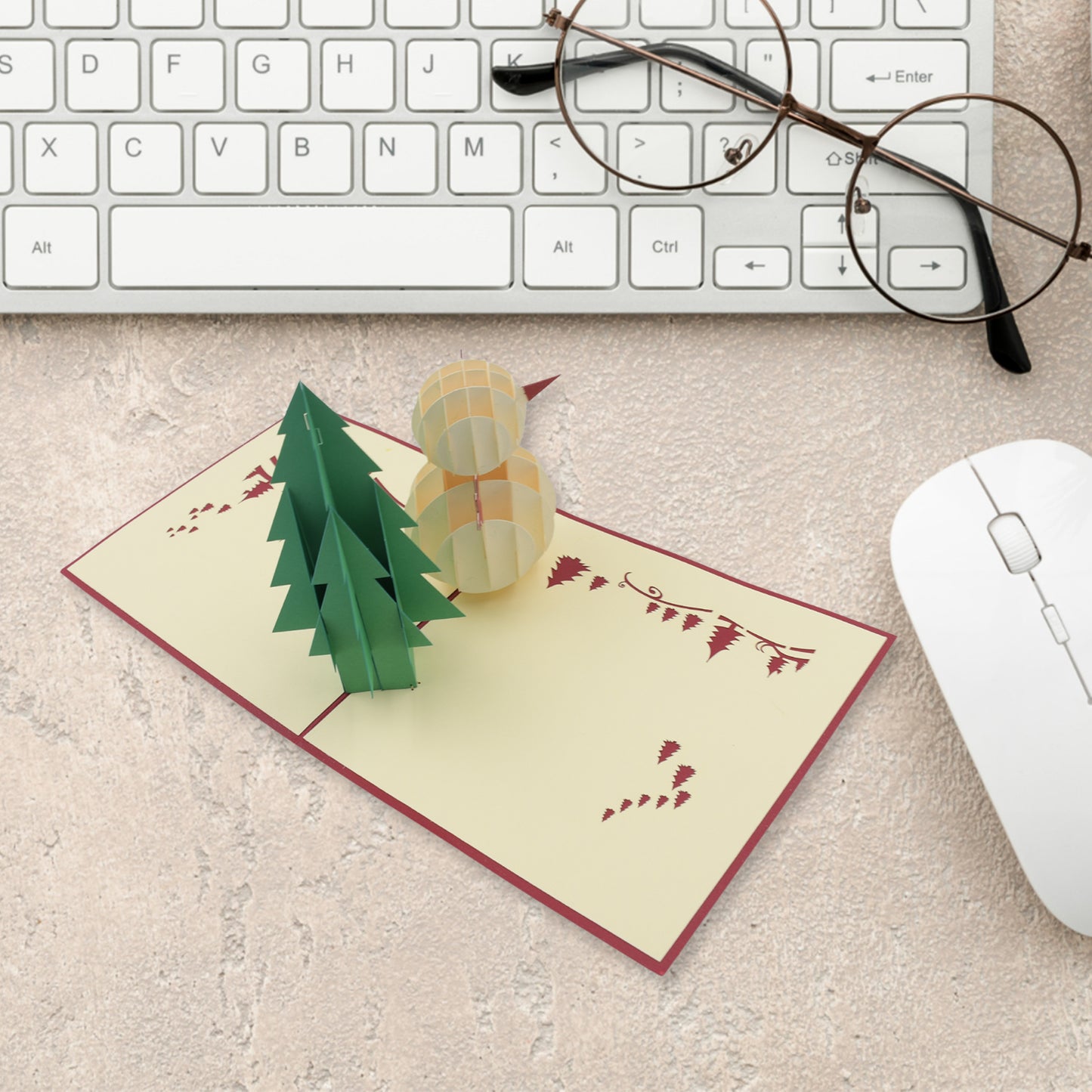 Wukusy 3D paper wish card featuring colorful birthday, Christmas, cartoon, and love heart designs on high-quality paper, 1 piece.