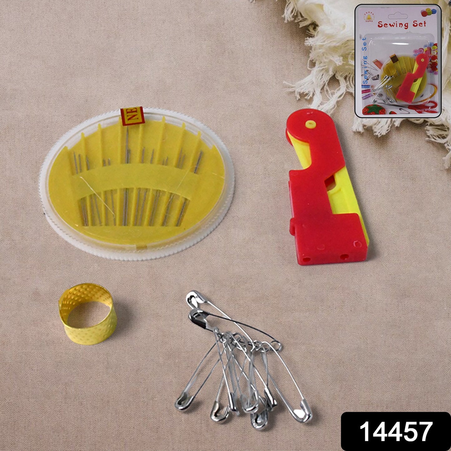 Wukusy 4-in-1 multipurpose tailoring sewing accessories kit with needles, threads, and tools for home improvement projects