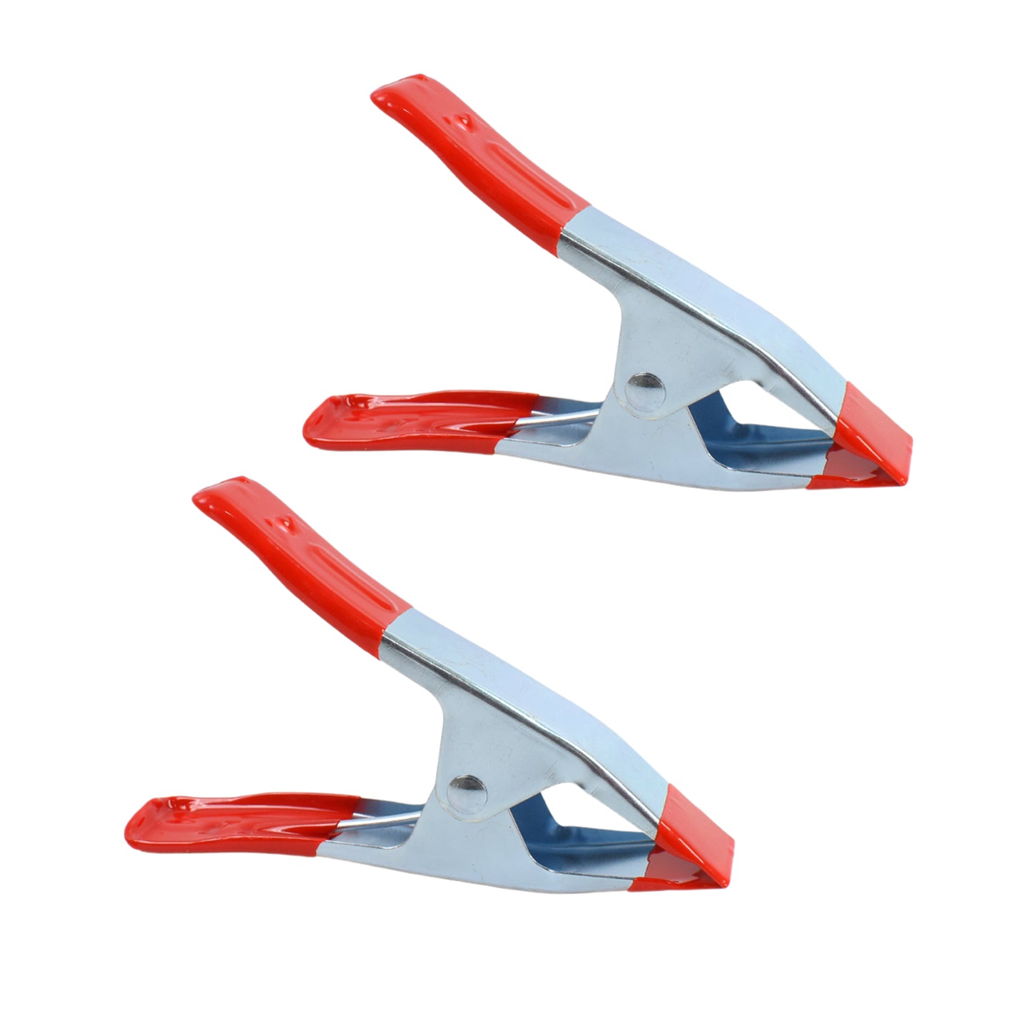 Wukusy 4-inch heavy-duty metal spring clamps set, two durable clamps for home improvement projects, versatile and reliable.