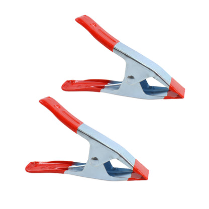 Wukusy 4-inch heavy-duty metal spring clamps set, two durable clamps for home improvement projects, versatile and reliable.