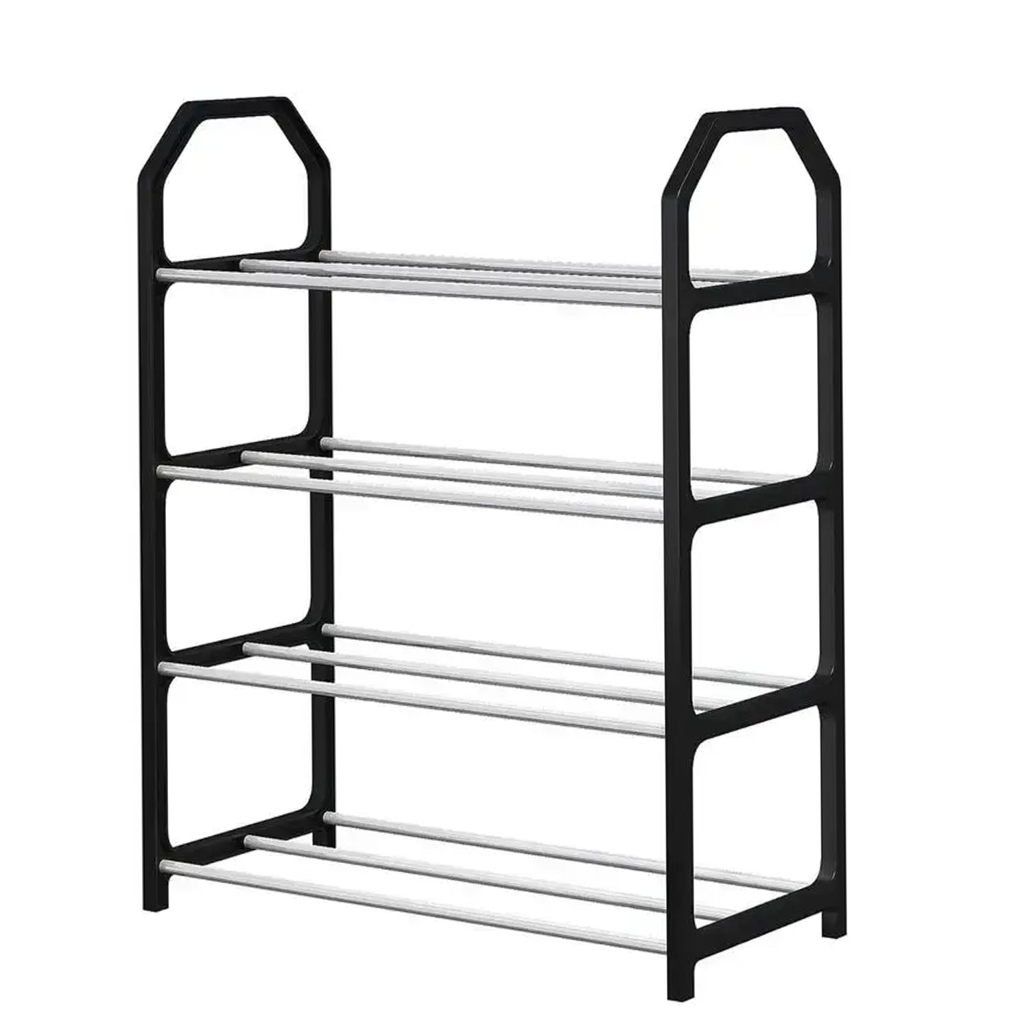 Wukusy 4-layer folding shoe rack for shoe storage, space-saving and durable home improvement organizer with multiple tiers.