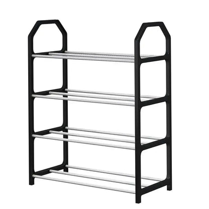 Wukusy 4-layer folding shoe rack for shoe storage, space-saving and durable home improvement organizer with multiple tiers.